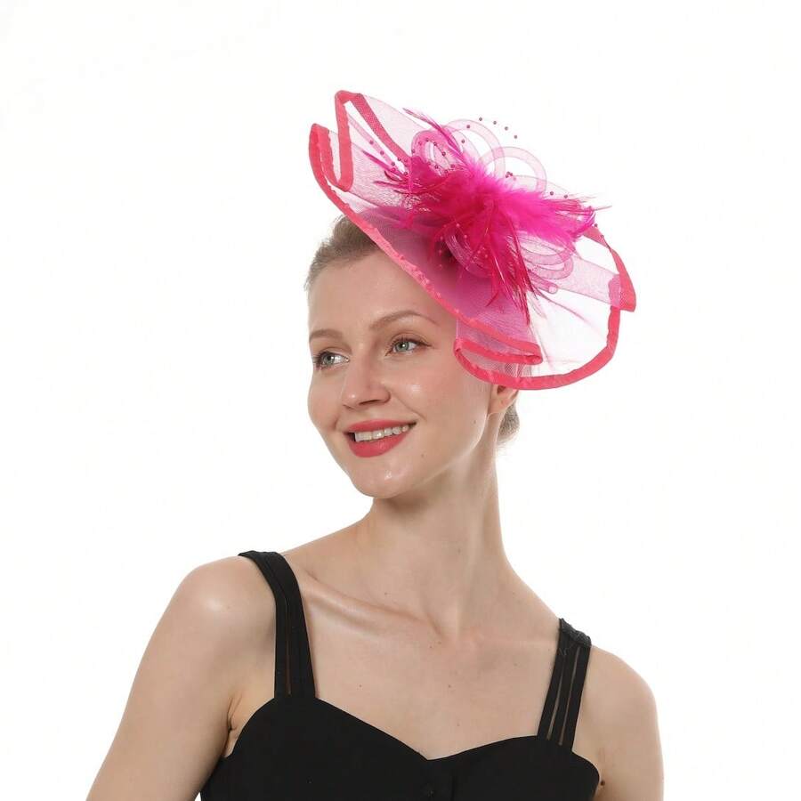 Fascinator Hat For Women Tea Party Wedding Kenturky Derby Headband, 1920s Fascinator Hat With Veil Pillbox Hat TF-1903