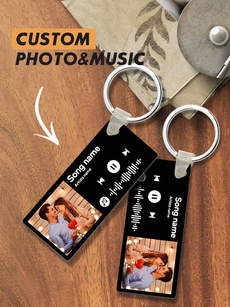 1 pièce Porte-clés personnalisé avec code musical, porte-clés en acier inoxydable avec code musical personnalisé, porte-clés avec code musical personnalisé, cadeau d'anniversaire, cadeau de la Saint-Valentin pour les grands-parents, les enfants pour la remise des diplômes, pour les mariages, pour Noël, pour l'hiver, pour l'automne, pour les trouvailles de vacances personnalisées/personnalisées, accessoires de Noël