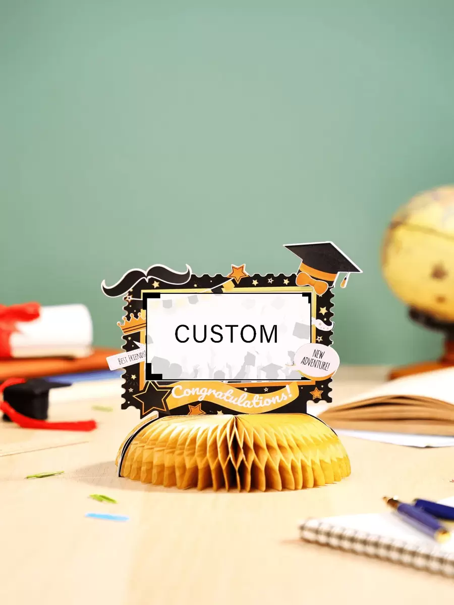 1pc Personalized Photo To Custom Graduation Decorations Class Of 2024 Graduation Party Decorations Honeycomb Centerpiece Table Decorations