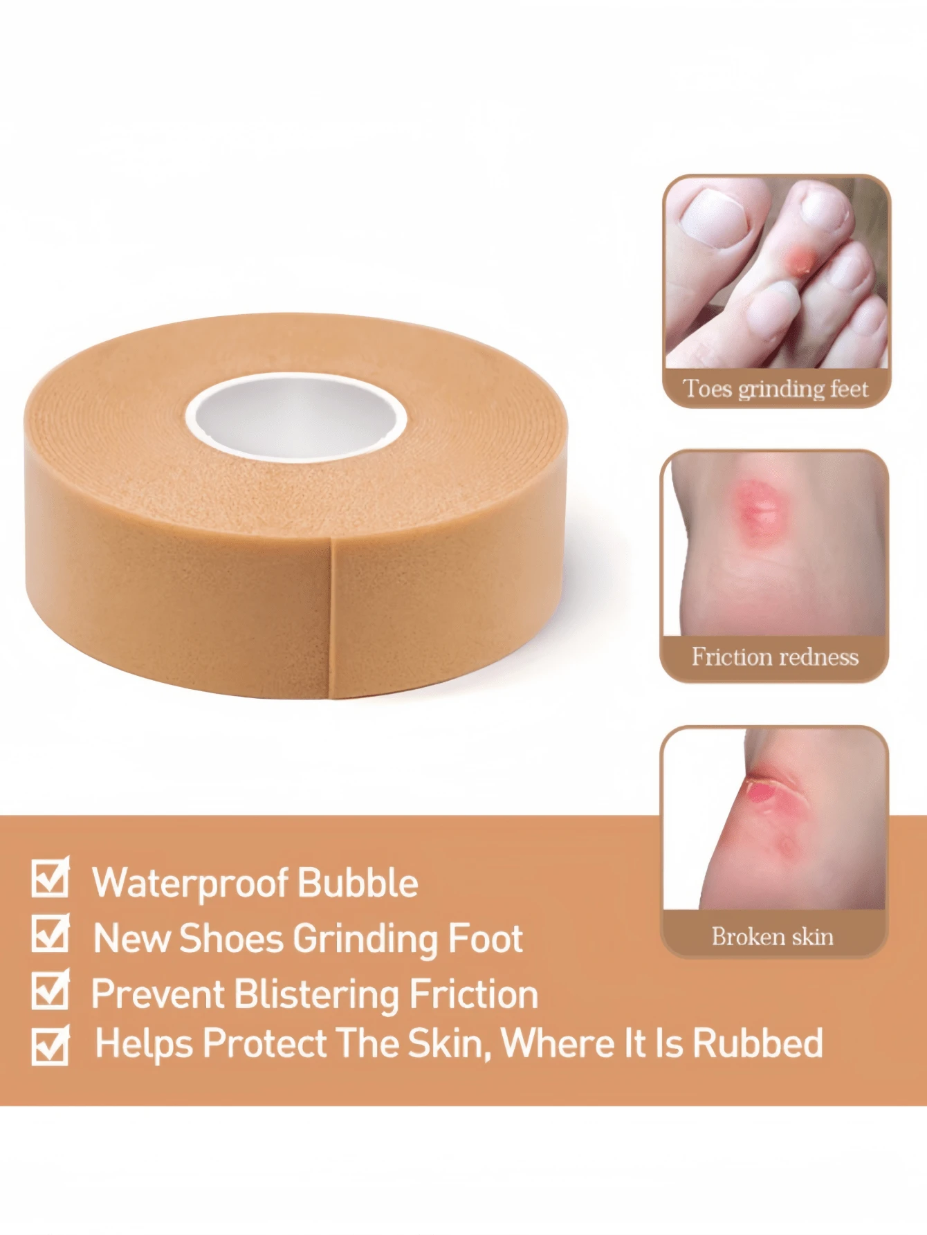 1pc Multifunctional Waterproof Foot Care Bandage - Self-Adhesive Elastic Heel Pad, Suitable For Pedicure Tools, For Blisters, Odorless, Flexible Foot, Finger, Toe Protection - Waterproof, Reusable, Invisible Fit - Essential For Travel And Shoe Comfort