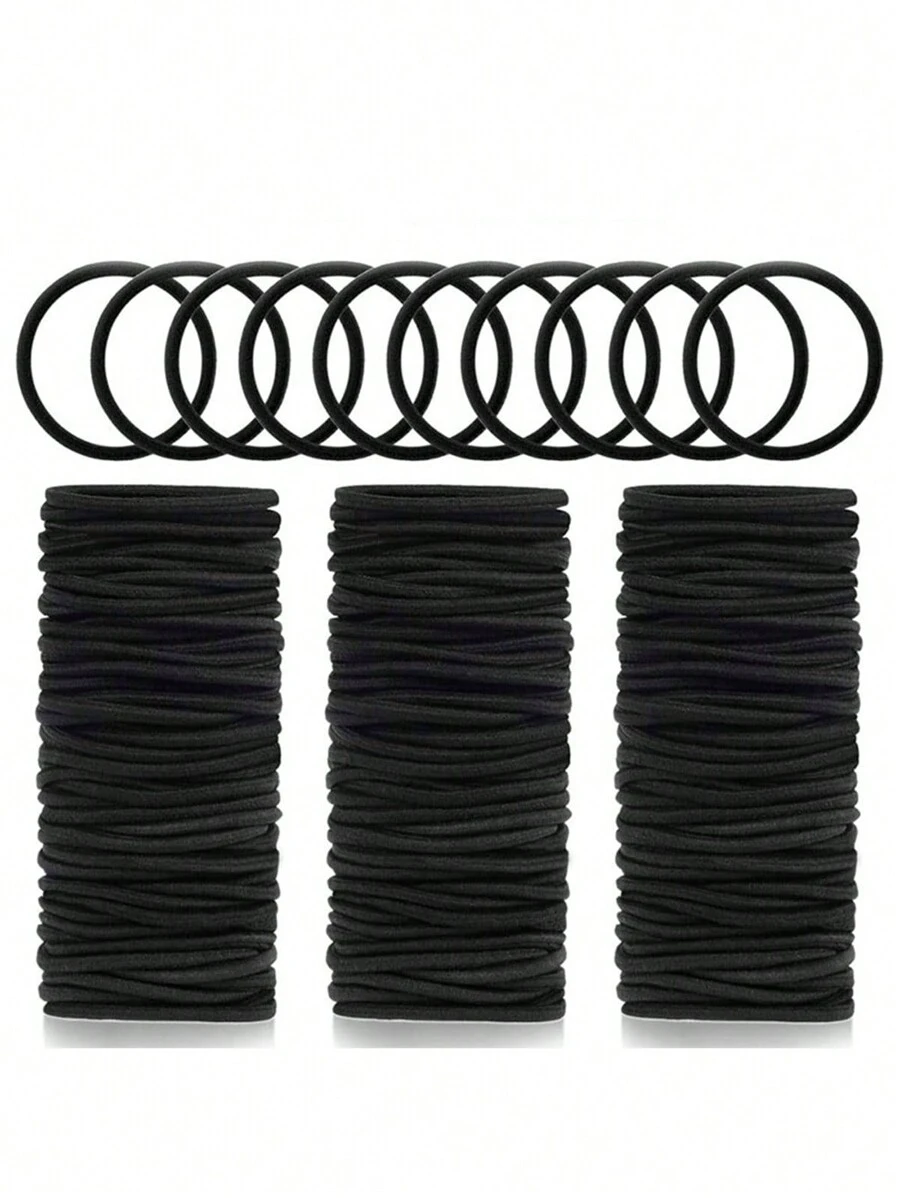 50pcs Black Basic Hair Tie, Simple Fashionable Casual Wide Elastic Hair Ties Ponytail Holders Hair Elastics Hair Rubber Bands Scrunchies Hair Rope