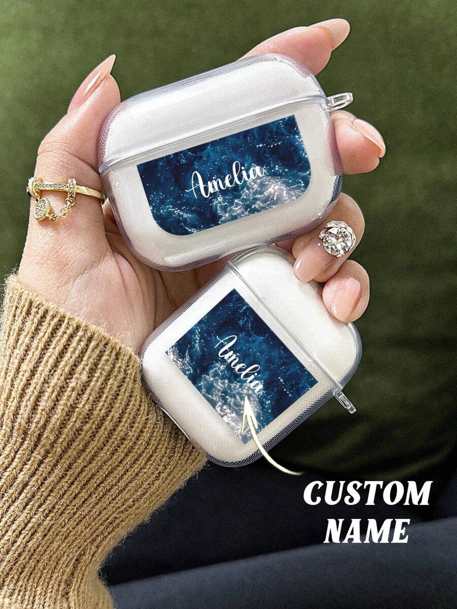 1pc Custom Name Wireless Headphones Case, Personalized Name Wireless Headphones Cover, Custom Engraved Name Monogram Wireless Headphones Case, Personalized Name Wireless Headphones Case, Anniversary Gift, Birthday Gift, Mother's Day Gift, Father's Day Gift, Best Friend Gift, Gift For Mom/Dad, Gift For Girlfriend/Boyfriend, Gift For Friend