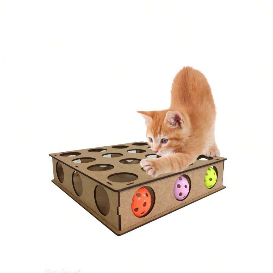 Brinquedo para Gato Bolinha com guizo colocar patinha pega bolinha caixa furo