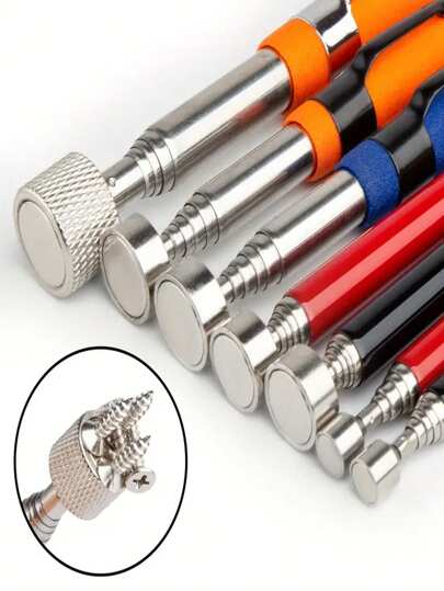 1pc Retractable Magnet Pickup Tool 2/5/8LB/10lb Precision Telescopic Pickup Pen Orange Telescopic Adjustable Picking Up Small Pieces Strong Magnetic Suction Rod, Tools For Men