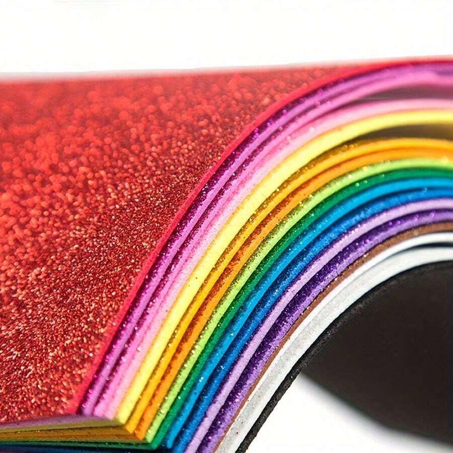 A4 Glitter Foam Sheet Sparkles Self Adhesive Sticky A4 Back Paper 10-Pack,School Supplies,Back To School