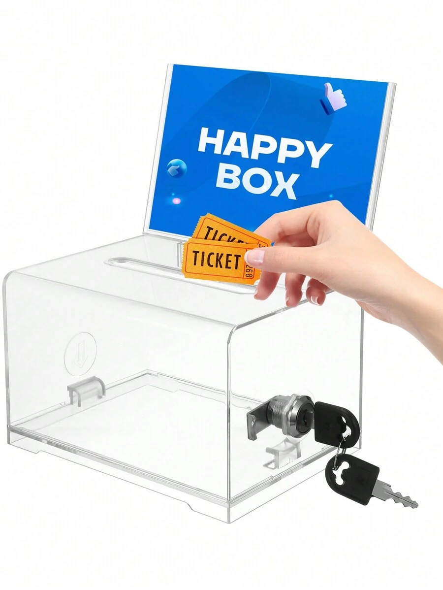 Boîte de collecte de dons transparente, boîte de tirage au sort, boîte à suggestions, boîte d'épargne, boîte à billets, boîte en acrylique pour collecte de fonds, tirelire, boîte à serrure