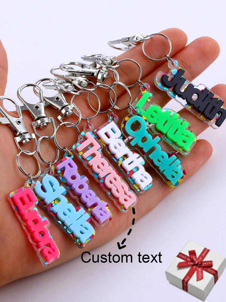 Customized 3D Name Acrylic Keychain, Personalized Backpack Luggage Tag Keychain, Colorful Alphabet Handmade Keychain, Fashionable Hanging Wedding Jewelry, Anti-Lost Keychain For Car Keyring, Suitable As Anniversary Gift For Boyfriend Or Husband Sequins Stylish, Colorful, Fall Fashion, 2000s Fashion, Y2k, Cuties Custom, Personalized For Anniversaries, For Birthdays, For Graduation, For Prom, For Party