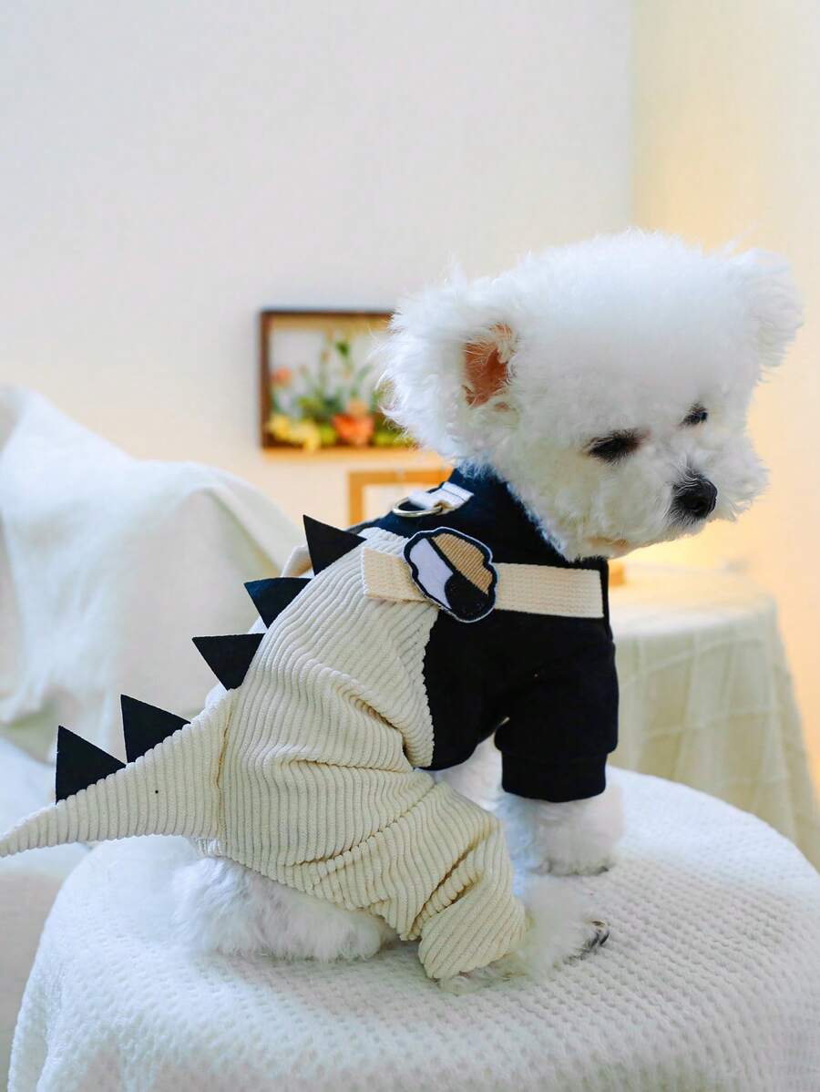 1pc Pet Clothes Universal For Cats & Dogs, Cute Dinosaur Suspender Pants For Small Dogs
