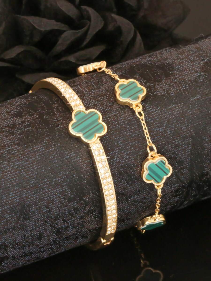 2 stuks/set persoonlijkheid vijf bloemblaadjes bloem armband bangle vrouwelijke dating verjaardag vriendin cadeau valentijnsdag, moeder, moeder, moederdag, cadeau