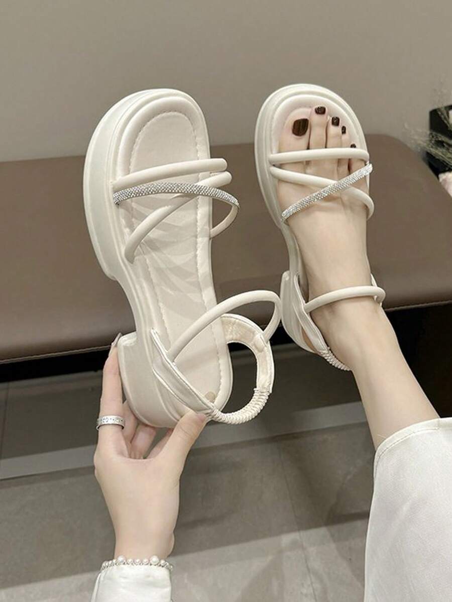 Women Sandals, Summer Outdoor, Sweet Diamond Decorated, Thick Sole Slippers, New Style For 2024
