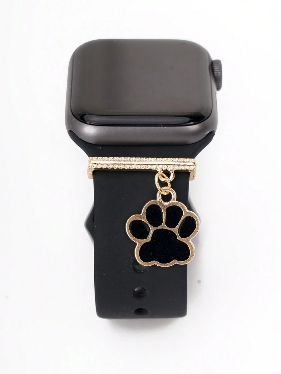 1pc Metal Cat & Dog Paw Watch Band Decoration Charm -Compatible With Apple Watch Band Accessories Compatible With Apple Watch Silicone Strap Series Decor Ring Nails