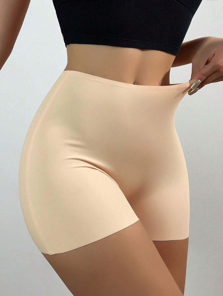 Panties de seguridad sin costuras de seda de hielo para mujeres, ropa interior de cintura alta con bordes planos para evitar el enrolle y rozaduras