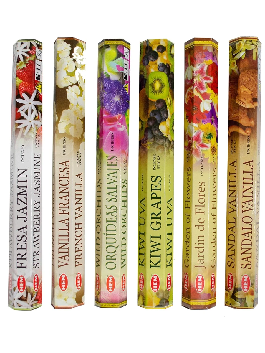 HEM Incienso Colección de 6 Aromas de la Naturaleza 120 Varitas - Hecho en la India