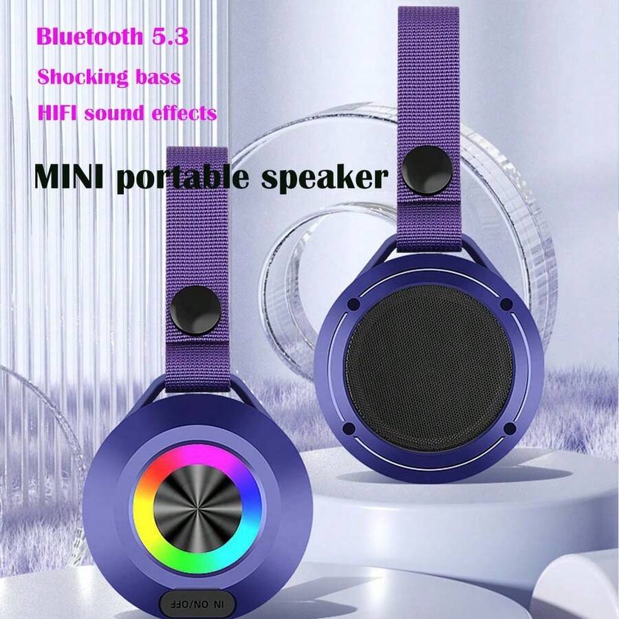 مكبر صوت بلوتوث محمول 5.0 بتصميم معلق، ستيريو عالي الدقة، أضواء RGB واطئة السطوع، مقاوم للماء IPX4، مناسب للرياضات الخارجية، الركوب، الألعاب، الاستماع إلى الموسيقى والصوت، قابل لإعادة الشحن مع عمر بطارية طويل.