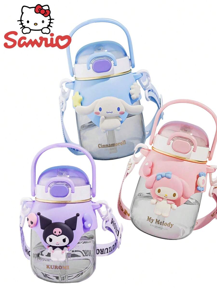 Sanrio Christmas Decoration 1Pc 820ml Large Capacity Water Bottle Portable Straw Water Cup Outdoor Sports Fitness Gift (Some Parts May Be Random),Cinnamoroll,Kuromi,Hello Kitty