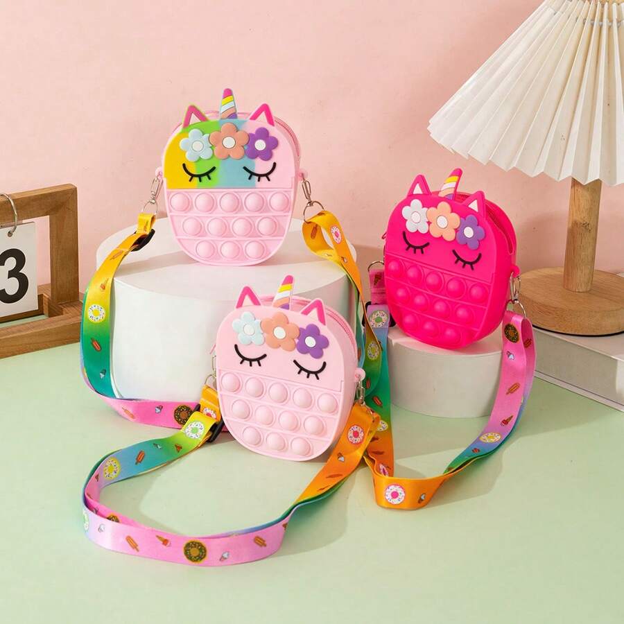 1 peça Nova Bolsa de Moedas de Silicone para Crianças com Fecho de Zíper e Formato de Flor, Adequado para Uso Externo