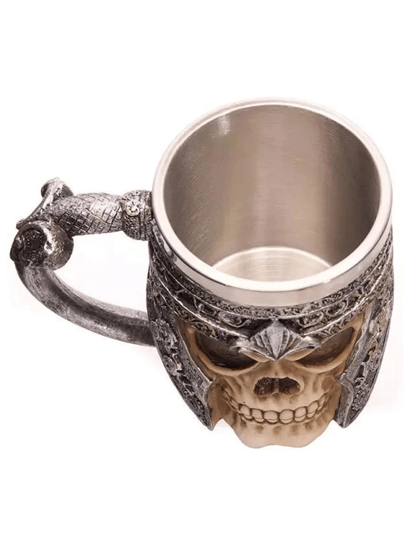 Taza y Jarra para cerveza con diseño de casco de guerrero vikingo medieval, taza para cerveza con calavera gótica, 325 ml