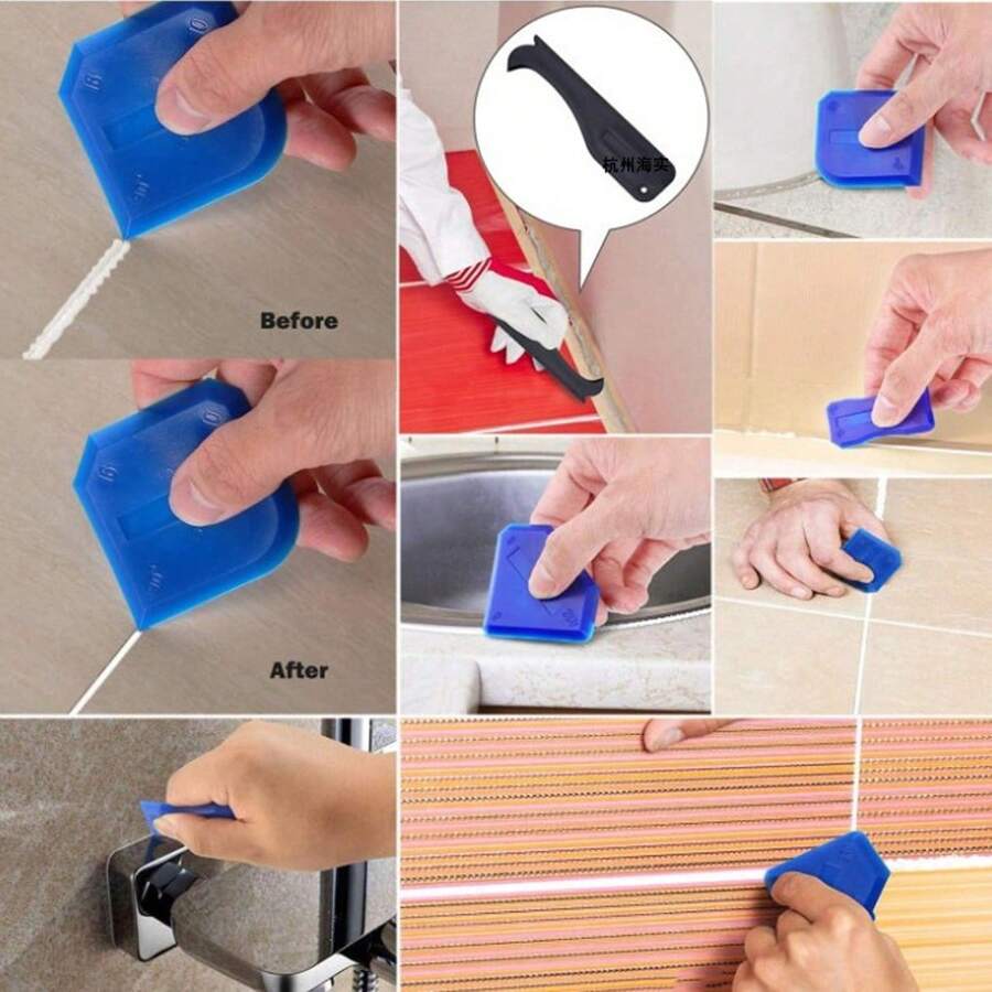 5/6/9pcs Grouting Tool Set, Including Grout Scrapers, Sealant Smoothing Brushes, Plastic Spatulas, For Tile Installation
