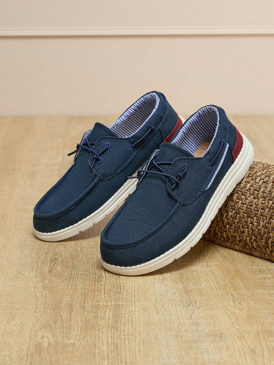 Men's Lace-Up Design Casual Loafers Breathable Lightweight Non-Slip Casual Shoes