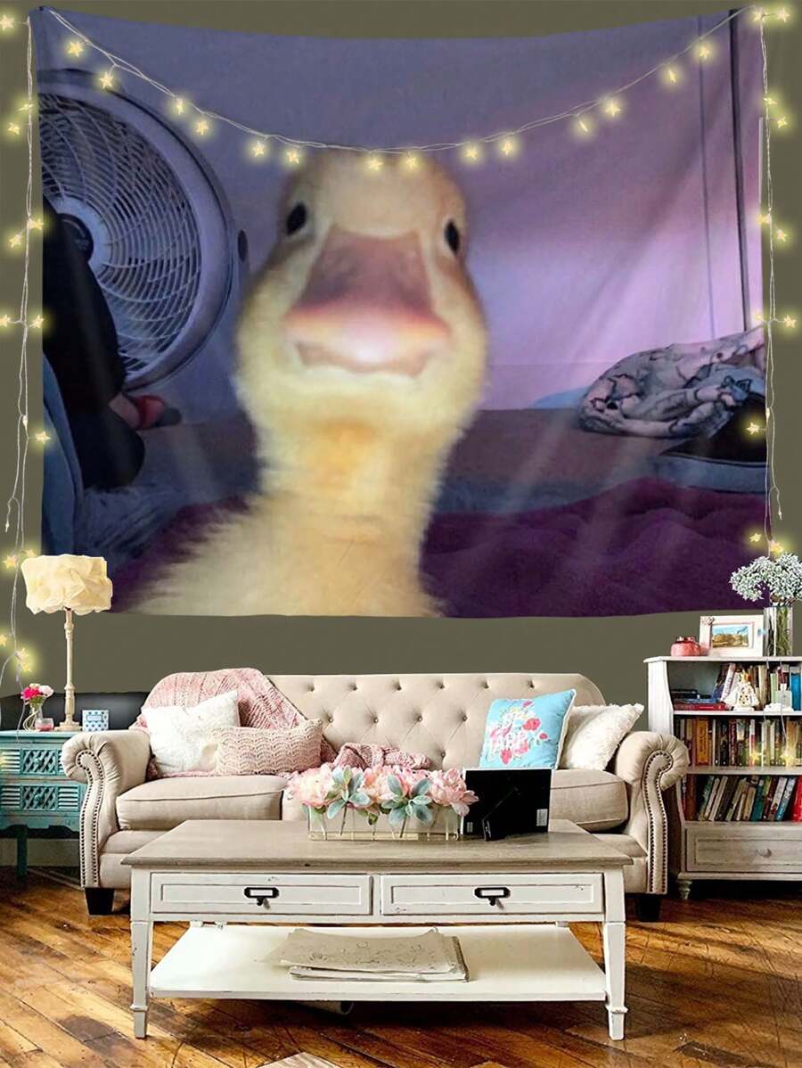 1pc Funny Duck Pattern Printed Tapestry, Modern Polyester Square Wall Decoration Tapestry For Living Room Bedroom Decor, Wall Art ,Room Stuffs, Flags For Room, Home Decor, Wall Tapestry
