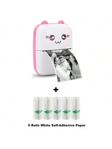 Pink Printer With 5Rolls White Sticker