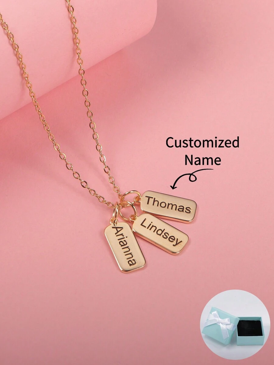 Customized Personalized Name Layered Round-Corner Rectangular Necklace, Mother's Day, Valentine's Day, Birthday, Anniversary, Christmas, High-End Gift For Friends, Classmates, Graduation