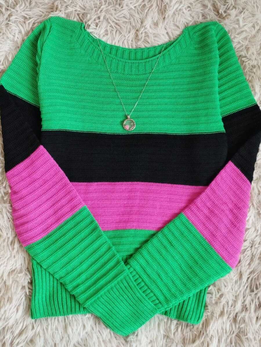 Maik Modas Blusa de tricô Listrada. U 36 ao 40.