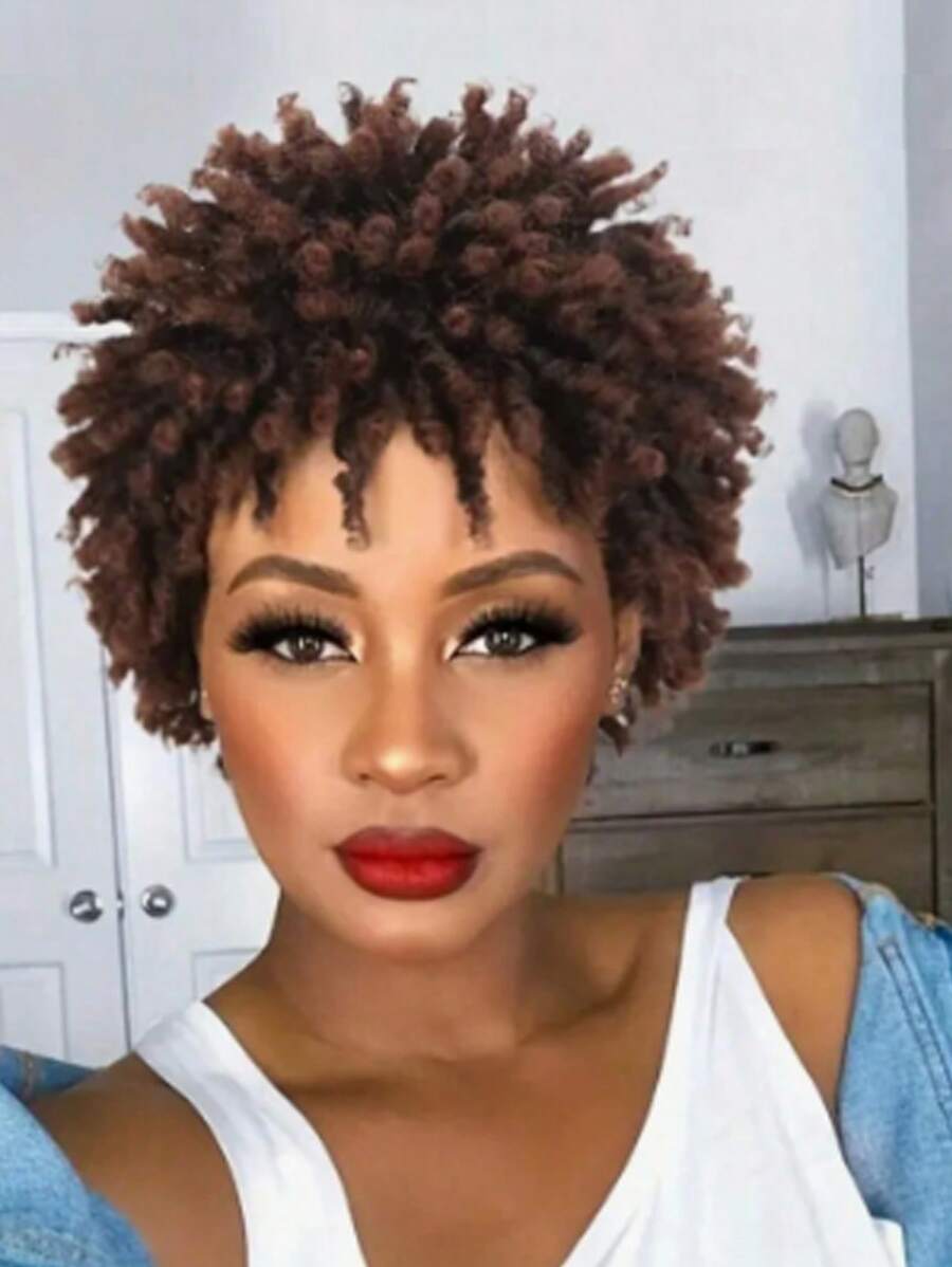 Parrucca a dreadlock corti per donne e uomini, parrucca finta con locs afro, resistente al calore, trecce corte per donne