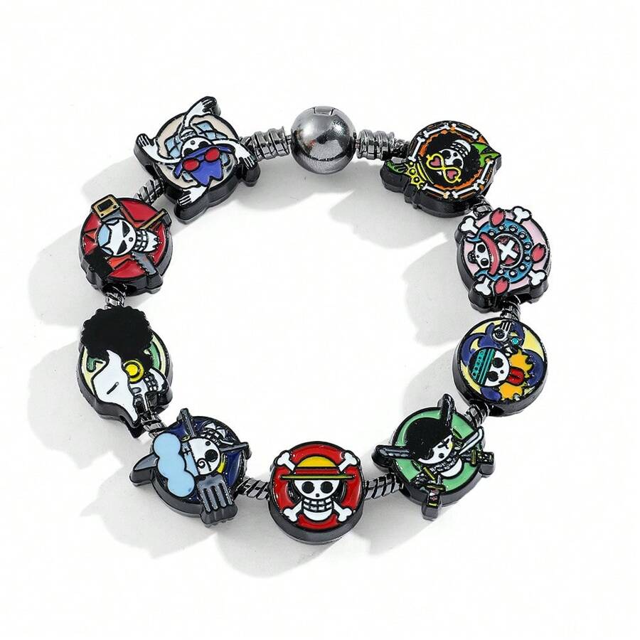 1 pulsera de los piratas de ONE PIECE con calavera de dibujos animados
