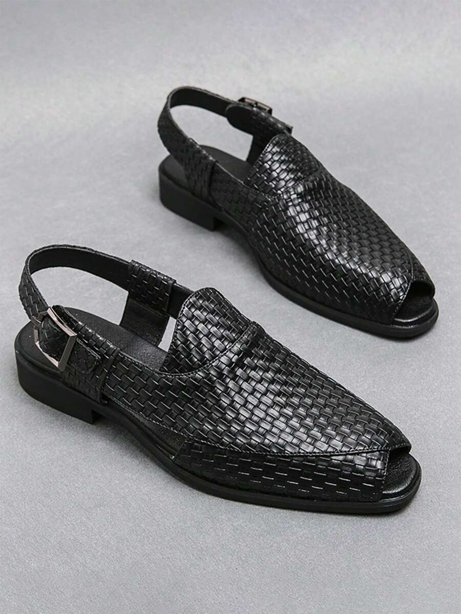 Men's Woven Sandals, Summer Breathable Outdoor Beach Shoes For Casual, Business And Banquet