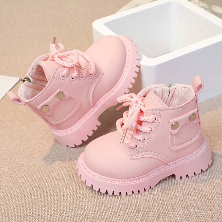 British Style Boots For Infant Girls, Spring/Autumn Toddler Girls' Leather Shoes, Children's Walking Shoes