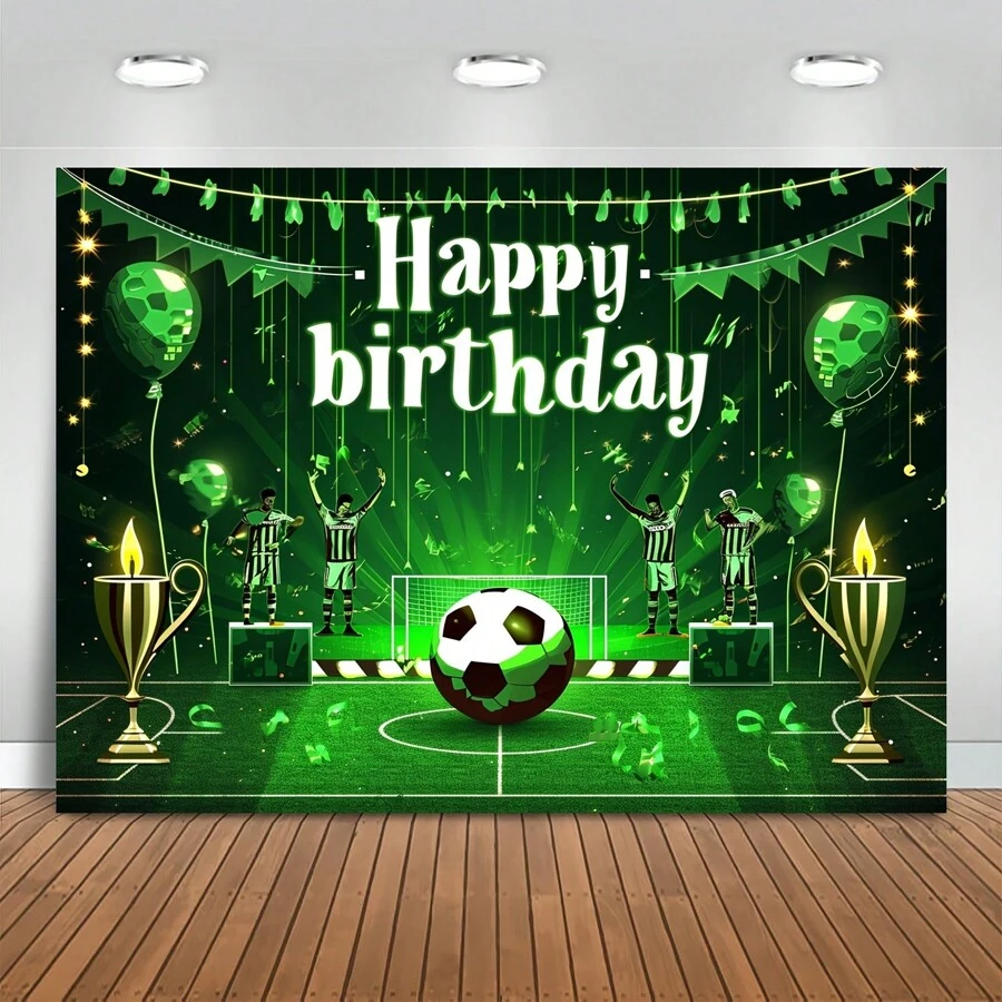 1pc Soccer Birthday Party Backdrop Football Field Photography Background Football Themed Party Decoration Photobooth Props For Boys Men Women Girls Cake Table Decor,