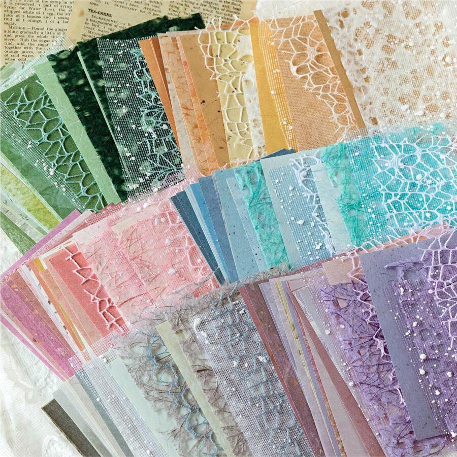 MOCARD 1 Pack 31 Stück/30 Packungen 930 Stücke sortierte Gitter- und Vintage-Holzknöpfe und Scrapbooking-Material Bastelpapier, handgemachtes Junk-Journal-Design-Papier, ästhetische Collage-Materialien für Schule, Schulsachen, Rückkehr zur Schule