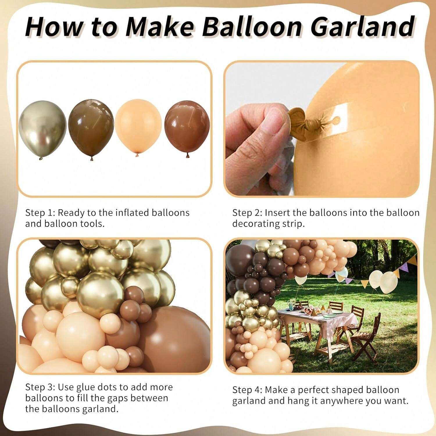 Pcs Brown Balloon Garland Arch Kit With Naked Brown And Brownish Balloons And Gold Brown
