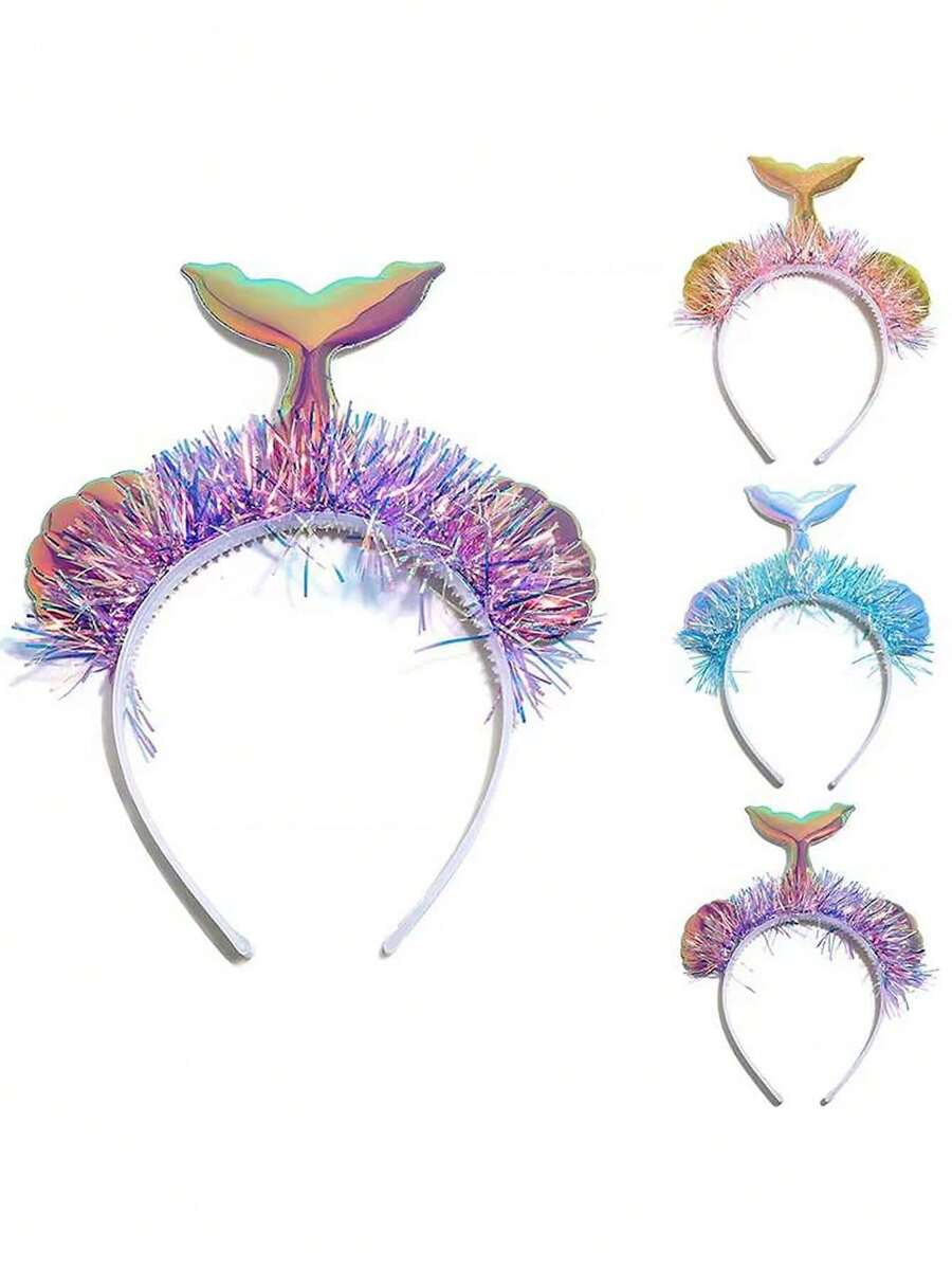 1pc Mermaid Mesh Flower Animal Design Hair Band For Party