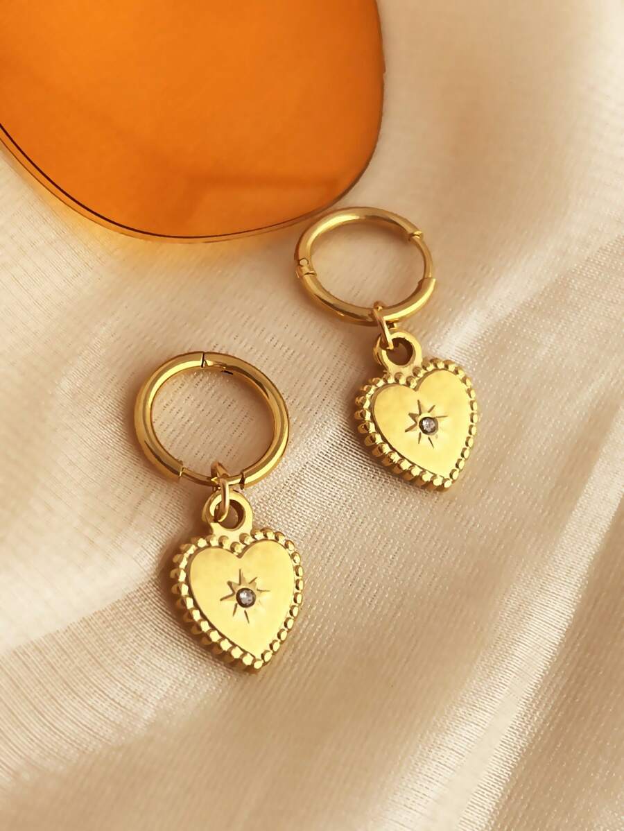 1pair Vintage Fashion Heart Shaped Drop Earrings, Ideal Gift For Women's Dating