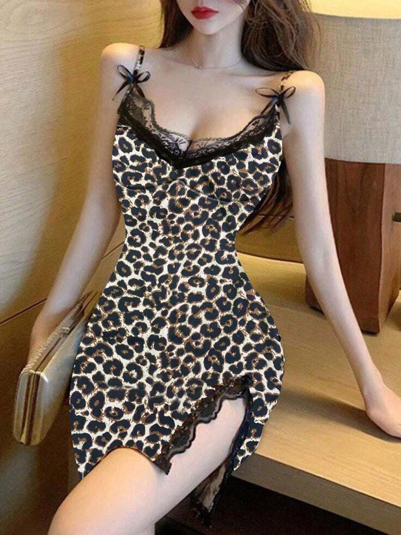 Conjunto De Lingerie Sexy Vestido Curto Sedutor De Renda La O E Calcinha Fio Dental Shein