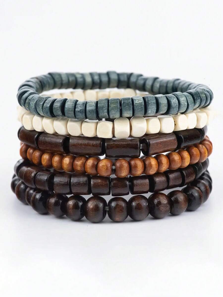 Ensemble de 6 Bracelets minimalistes en perles pour hommes, pour la décoration quotidienne, cadeau pour la famille et les amis, cadeau d'anniversaire de vacances pour les petit amis