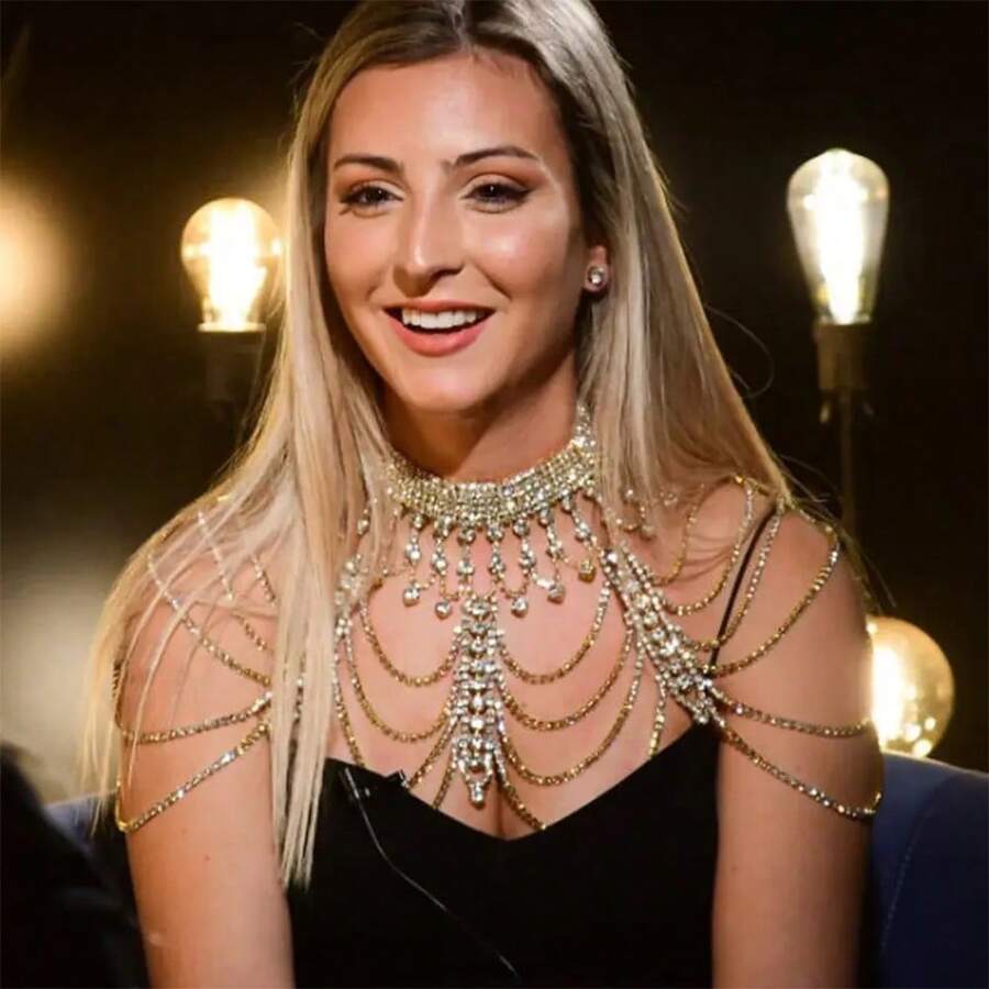 1 pièce Bijou d'épaule col élegant grand collier pour femmes robe épaule dénudée robe de mariée accessoires d'épaule