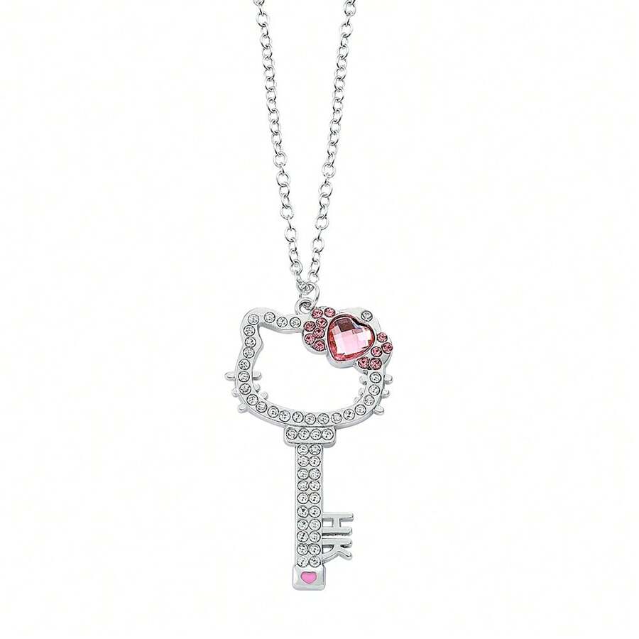 Sanrio 1 pieza Collar de Hello Kitty con colgante lindo de gato de la marca Sanrio, accesorio de figura de anime de dibujos animados, regalo dulce para niñas