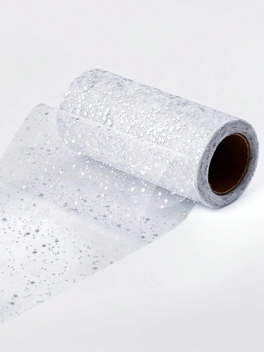 1 PIEZA Rollo de tul blanco brillante de 15 cm / 5 cm de ancho, cinta de tul brillante, tela de organza transparente, carrete de tul, manualidades DIY, accesorios de boda, decoraciones de fiestas de cumpleaños, decoración de eventos de banquetes, decoración DIY de sillas de boda, decoración de baby shower, cinta para envolver regalos