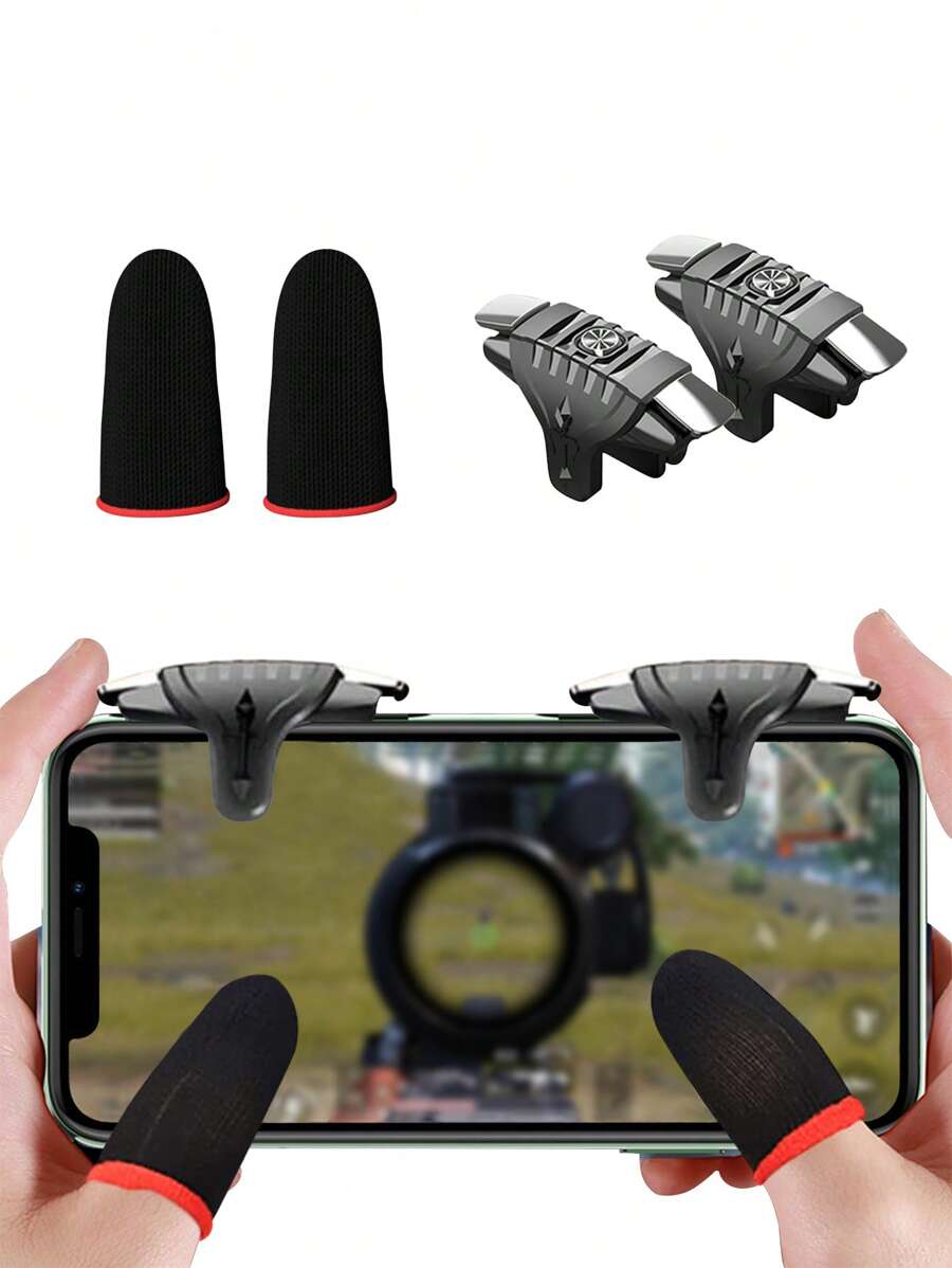 4pcs/Set Mobile Game Trigger Button F01 Robot Capacitance Shooting Game Controller Finger Sleeve Set