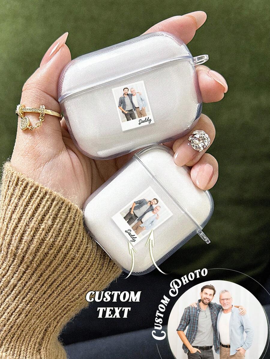 1pc Custom Photo Headphone Case, Personalized Photo Headphone Cover, Custom Engraved Photo Headphone Case, Personalized Text Headphone Case, Anniversary Gift, Birthday Gift, Mother's Day Gift, Father's Day Gift, Best Friend Gift, Gift For Mom/Dad, Gift For Girlfriend/Boyfriend, Gift For Friend