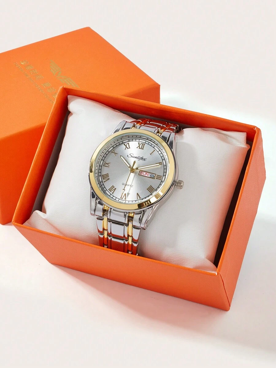 SUNLIFEX Business Casual Men Wristwatch With Simple Design, Calendar And Water Resistance Features, And Sophisticated Dial For Formal Occasions. Comes With A Watch Gift Box And A Band Length Adjuster.