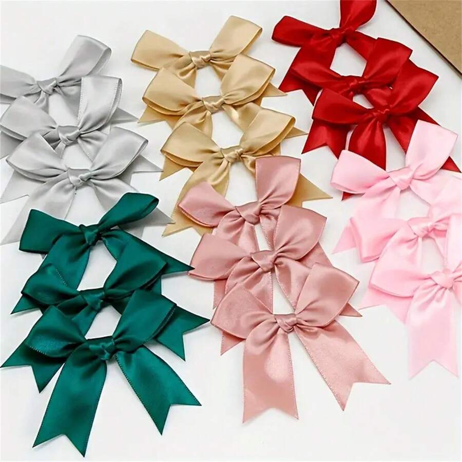 50pcs, Pink And White Ribbon Bows 3.3", Glamorous Decorations For Weddings, Festivals And DIY Crafts, Presents Packaging, Gift Basket Decor, Birthday Wrap, Holiday Decor, Office Decor, Wreath Decor, Wedding Decor, Bridal Shower Decor, Party Supplies,Christmas Valentine Day