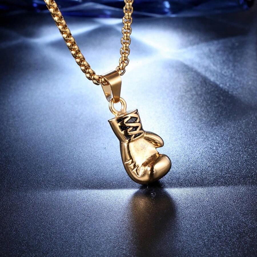 1 pièce Collier en acier inoxydable et titane avec design de gant de boxe rétro pour le sport