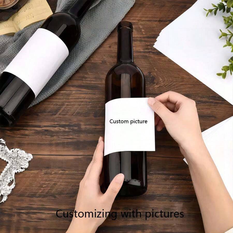 Pegatinas de etiqueta blanca personalizadas de 10 piezas para botellas de vino de 12x8cm, pegatina autoadhesiva para impresión de etiquetas de botellas de vino adecuada para diversos vinos caseros, vinos tintos, cócteles, bodas, fiestas, novia, papá, mamá, mascotas para aniversarios, Día del Niño, cumpleaños, San Valentín, Día de la Madre, Día del Padre, graduación, bodas, calentamiento de casa, escuela, hogar, cocina, comedor, baño, sala de estar, dormitorio, oficina, salón de té, botella de agua