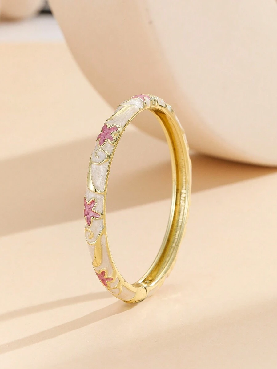 1 pièce Nouveau bracelet bohème en émail cloisonné plaqué or beige de style mode, bijoux de bracelet pour les filles et les femmes