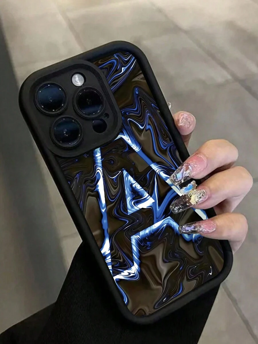 Apple 1pc Letter Print Black Matte Phone Case, Shockproof, Anti-Fingerprint Full Cover Hard Case Compatible With IPhone
