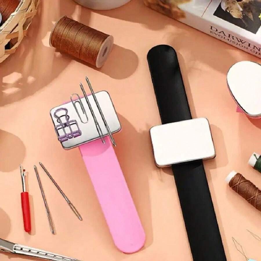 Magnetic Pin Cushion Silicone Wrist Needle Pad Safe Bracelet Pins Storage Band Sewing Wrist Band Pin Holder Sewing Accessories
